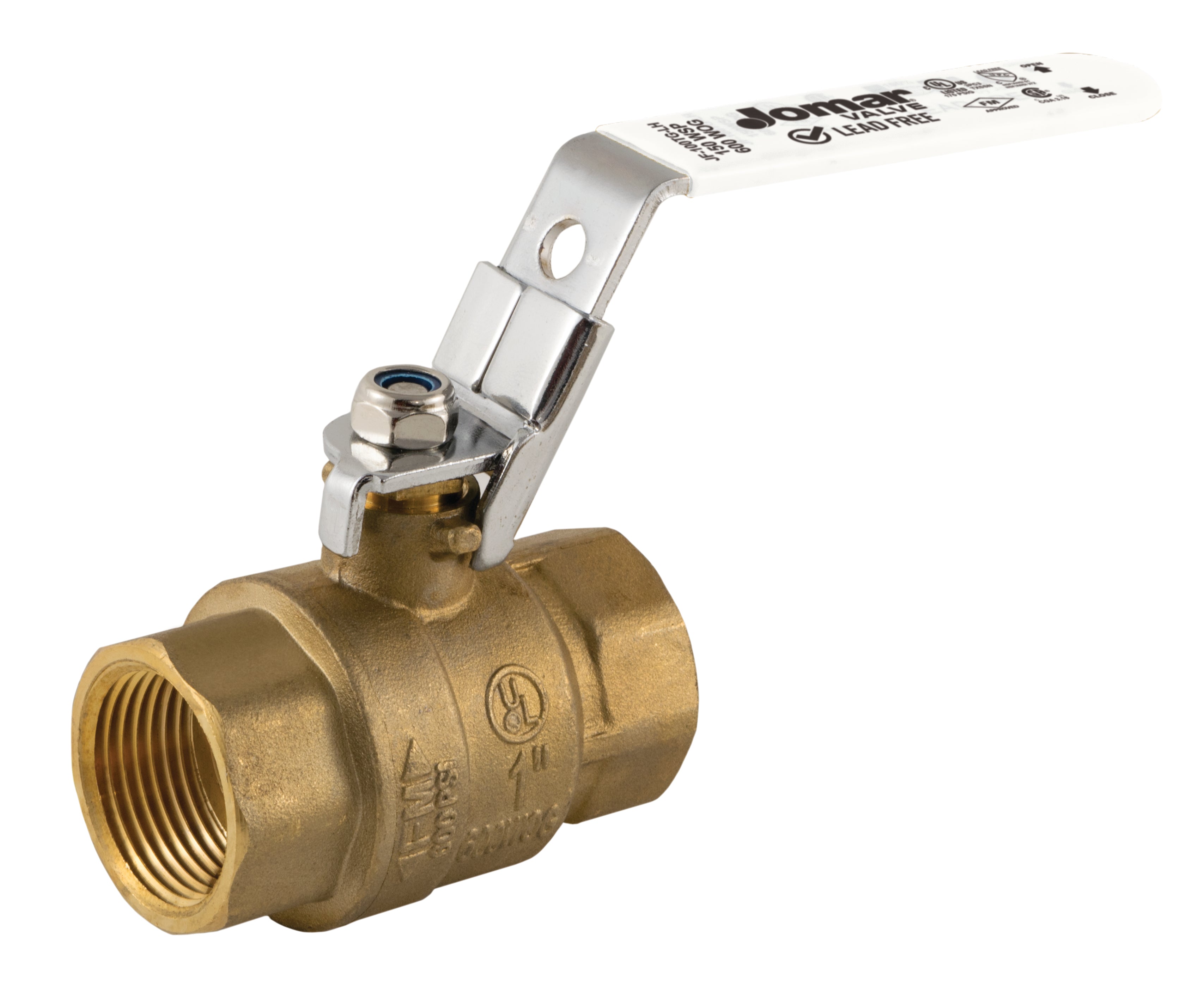 Jomar, 100-101SSGLH    | JF-100TG-LH, 1/4" 2 Piece, Full Port, Threaded Connection, 600 WOG, Stainless Steel Ball and Stem, with Latch Lock Handle  |   Jomar